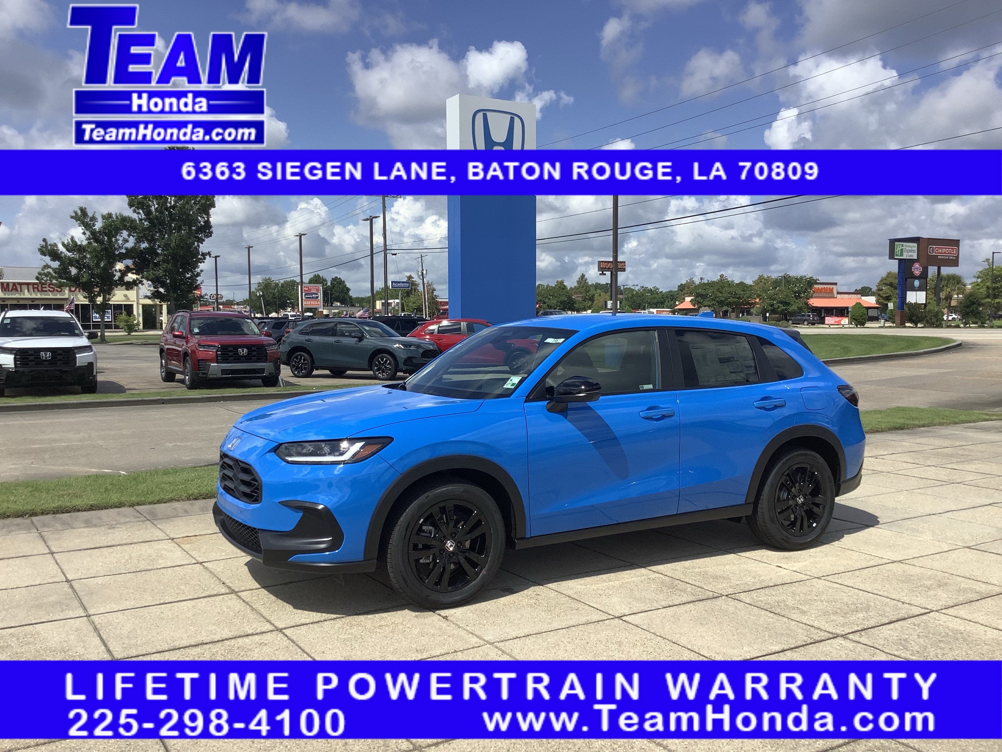 2027 Honda HR-V Sport in Boost Blue Pearl — front three-quarter view
