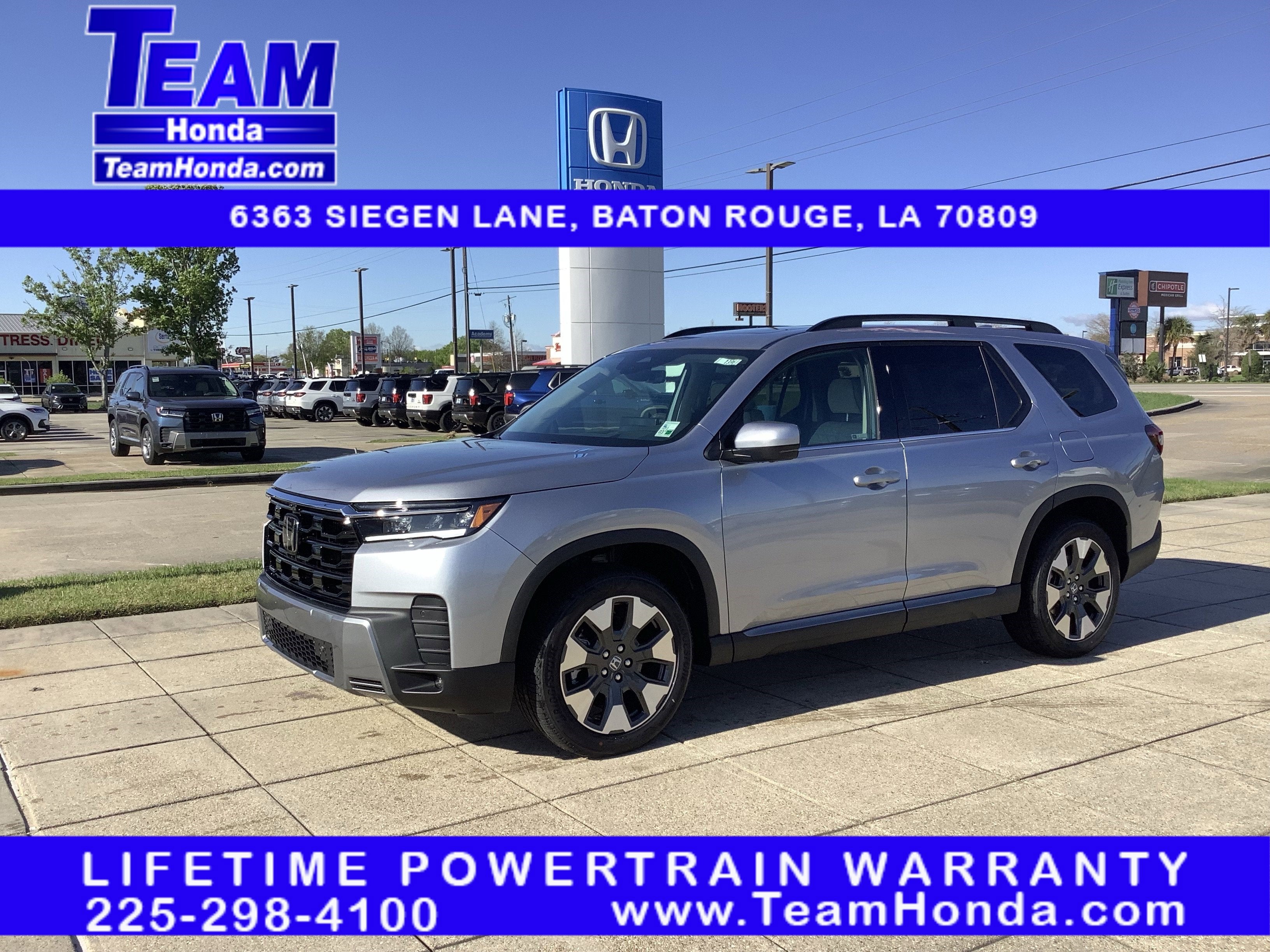 2026 Honda Pilot Elite in Solar Silver Metallic — front three-quarter view