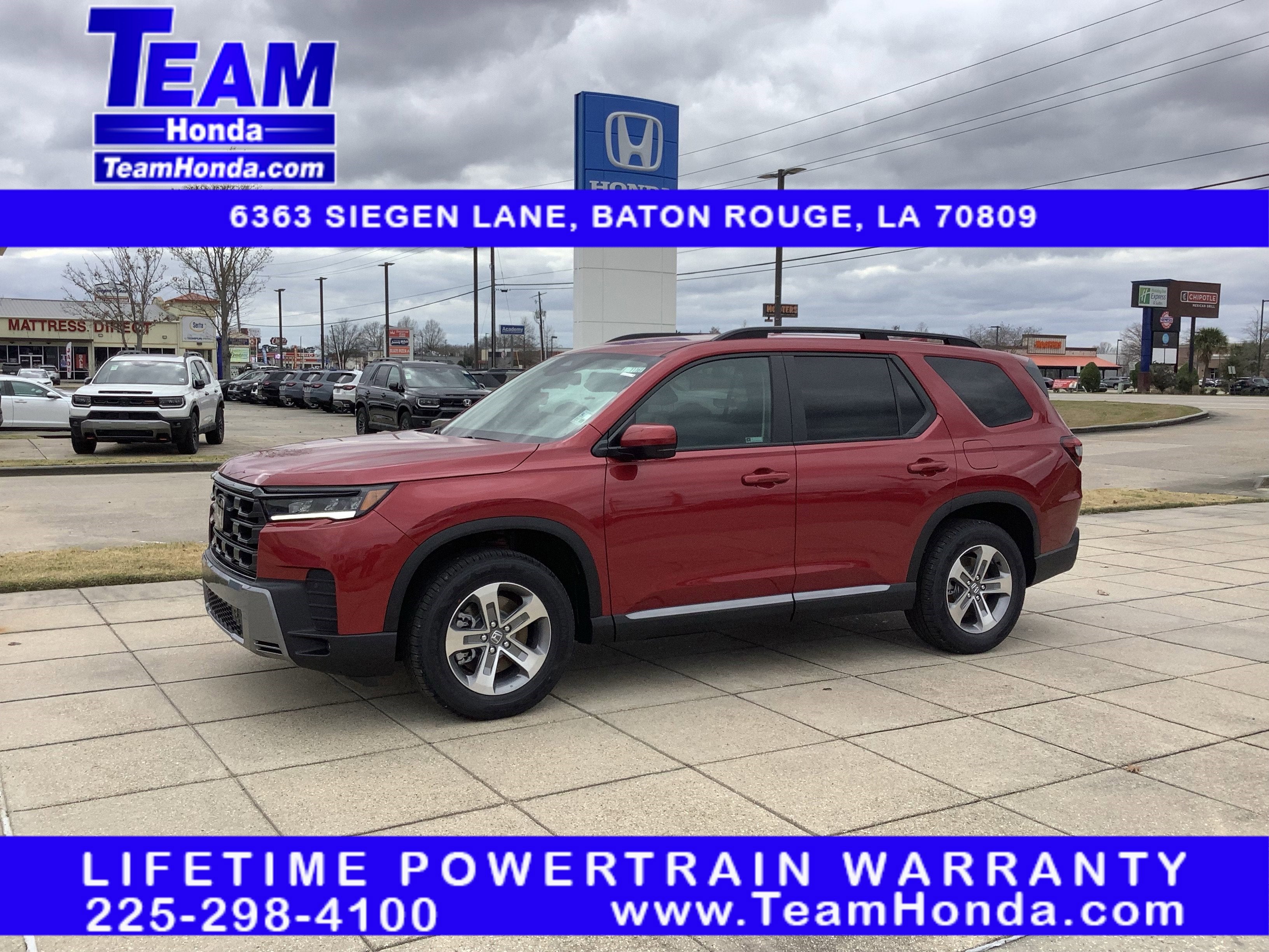 2026 Honda Pilot EX-L in Radiant Red Metallic II — front three-quarter view