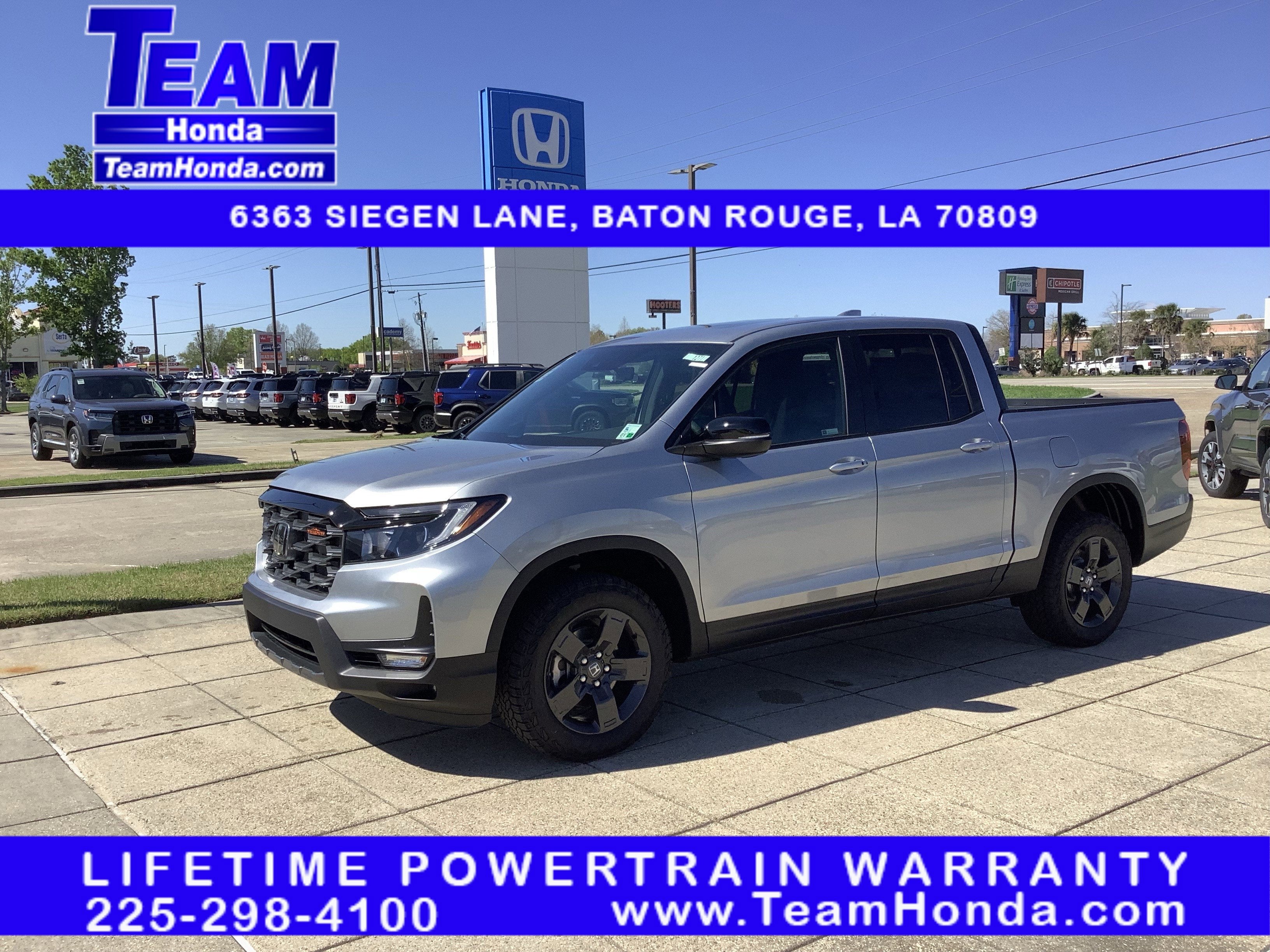 2026 Honda Ridgeline TrailSport in Solar Silver Metallic — front three-quarter view