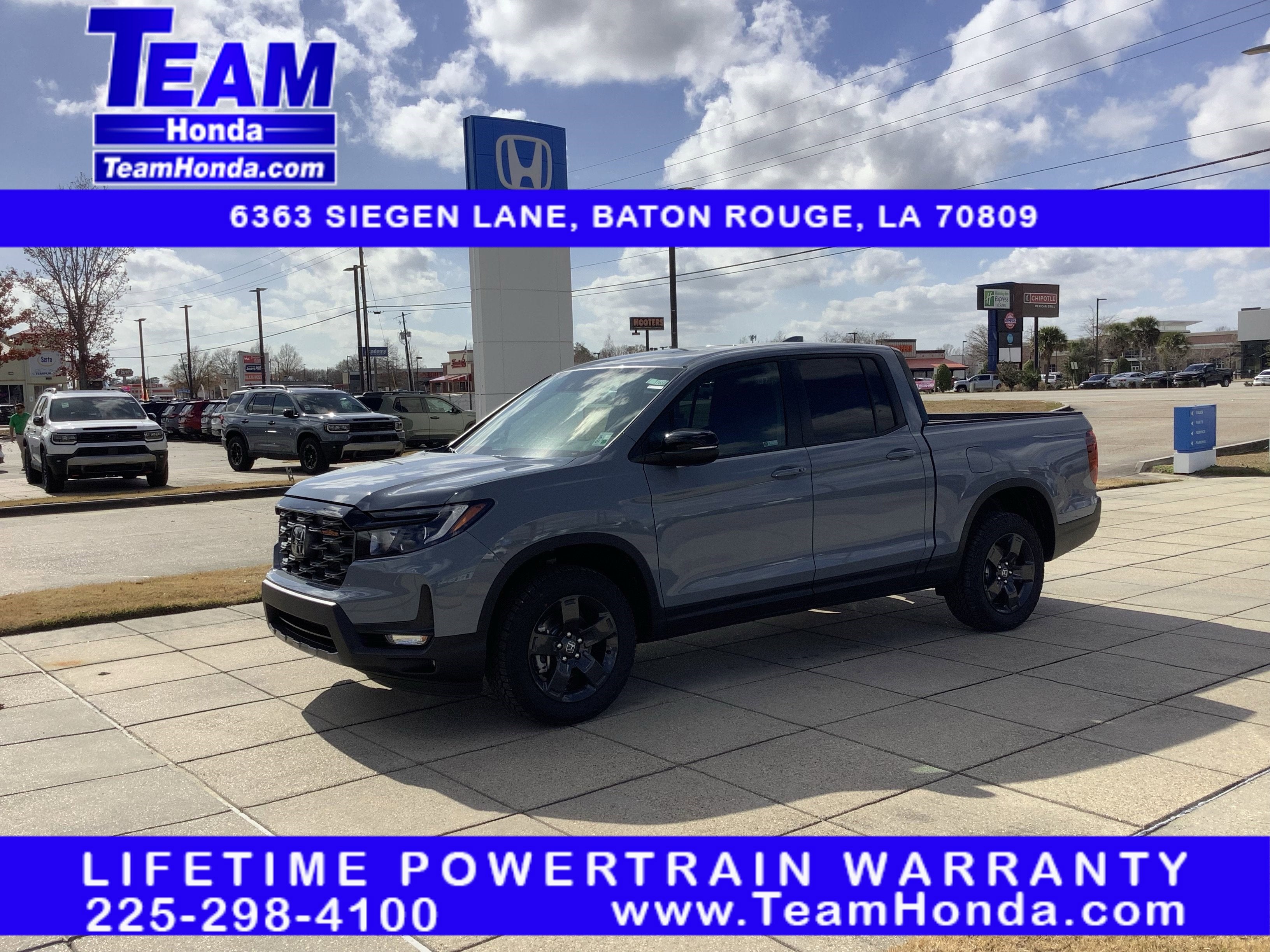 2026 Honda Ridgeline TrailSport in Sonic Gray Pearl — front three-quarter view